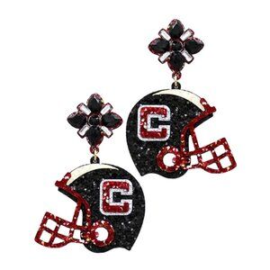 Carolina Gamecocks Leather Glitter Football Team Helmet Earrings